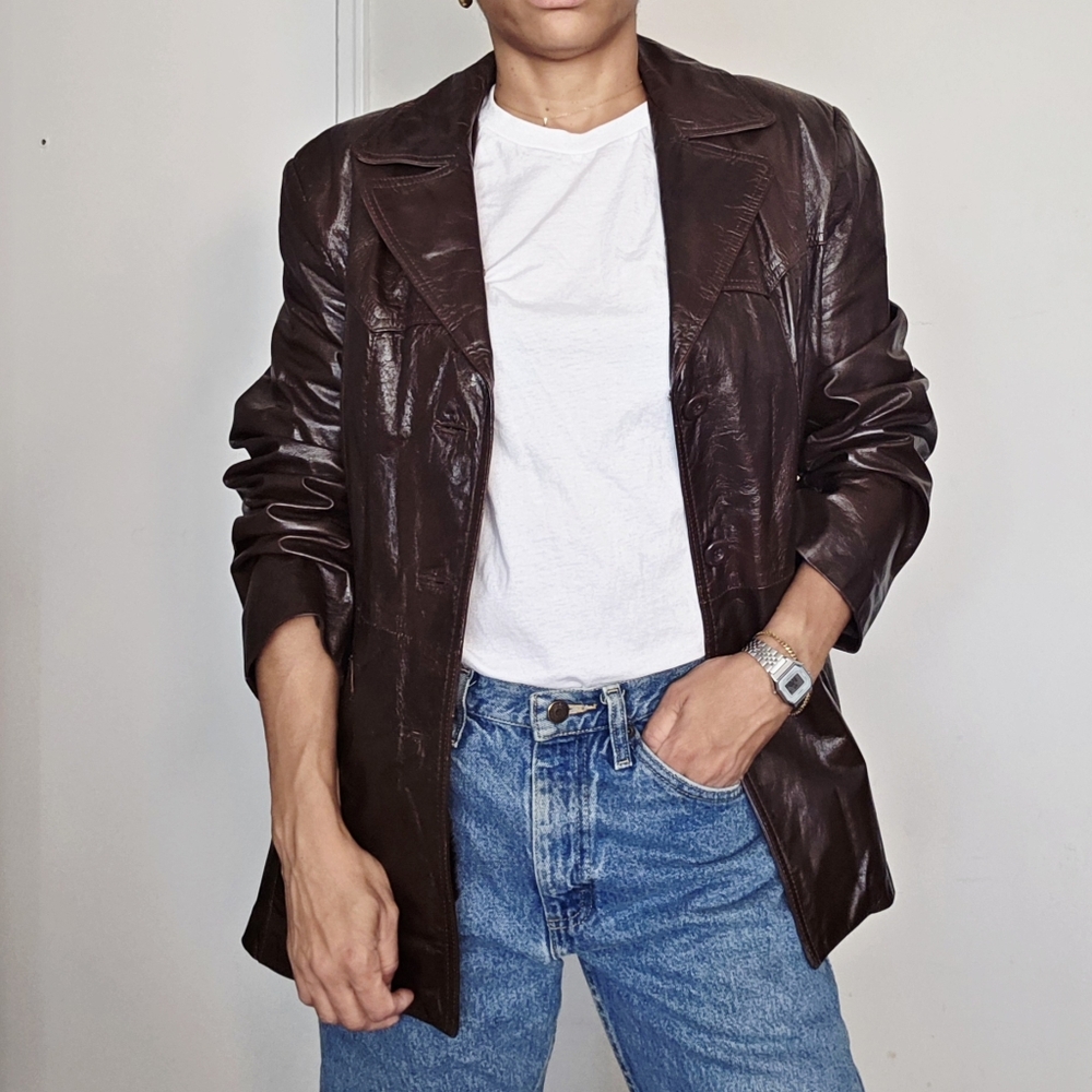 Burgandy / Oxblood Genuine Leather Jacket With Warm Lining M / L - Picture 7 of 10